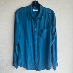 Equipment Teal Blue Silk Button-Up long sleeve Shirt size M
